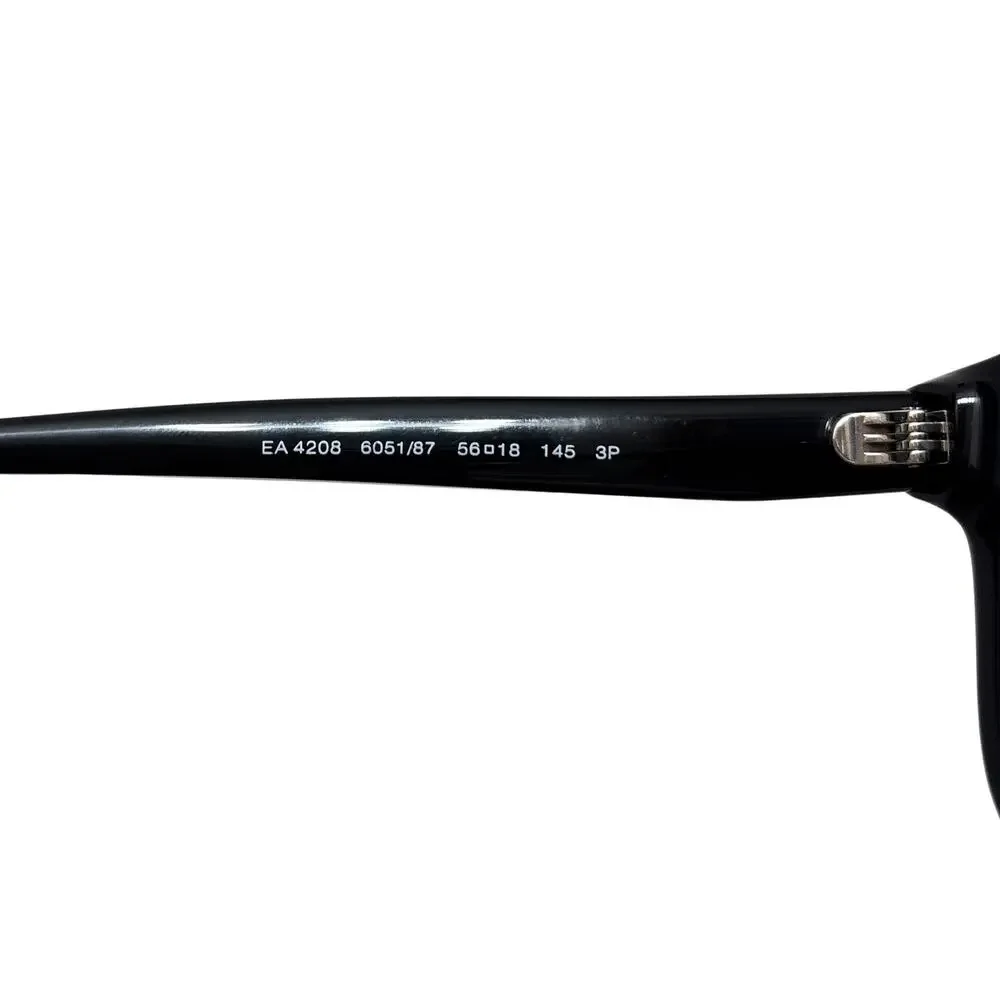 Emporio Armani Shiny Black Top Crystal Dark Gray Polarized Sunglasses EA 4208